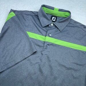 FootJoy Polo Shirt Mens Large Golf Club Striped grey green Short Sleeve  golfing